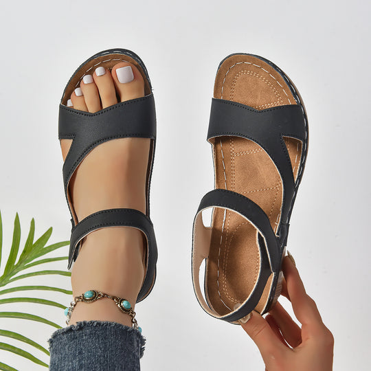 Damen bequeme Wedge-Sandalen mit verstellbaren Riemen und anatomischem Fußbett EB