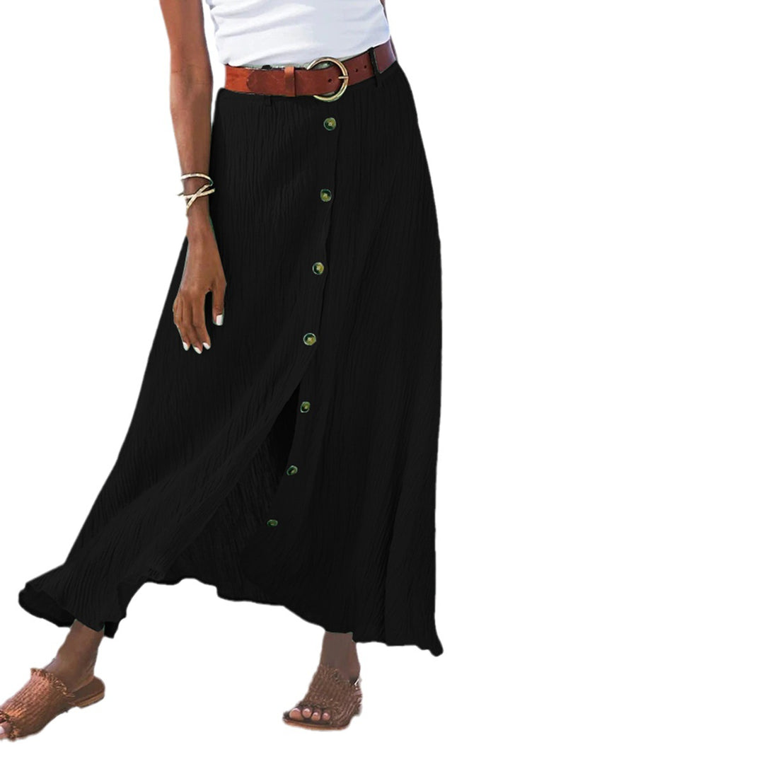 Damen Maxikleid mit Knopfleiste und fließendem Schnitt EB