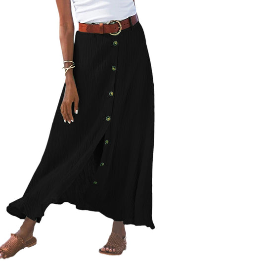 Damen Maxikleid mit Knopfleiste und fließendem Schnitt EB