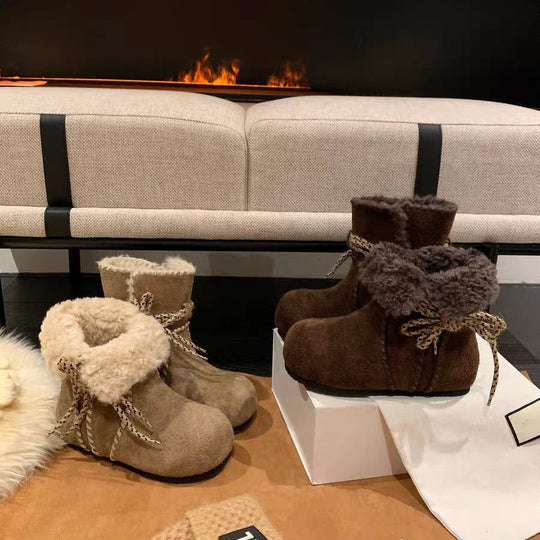 Damen Kuschelige Winterstiefel mit weichem Futter und modischer Schnürung EB