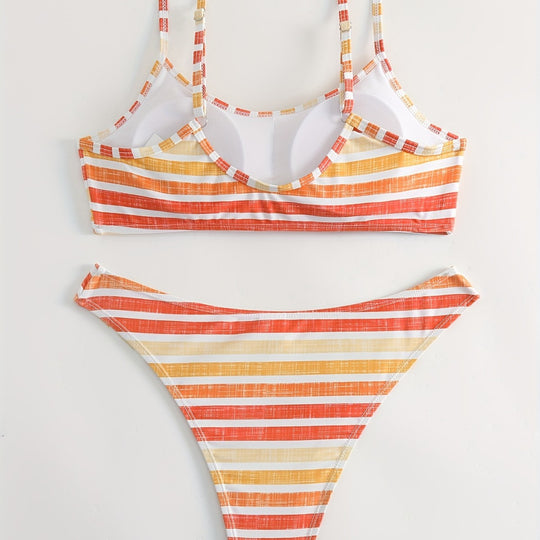Damen Sportlicher Streifen-Bikini EB