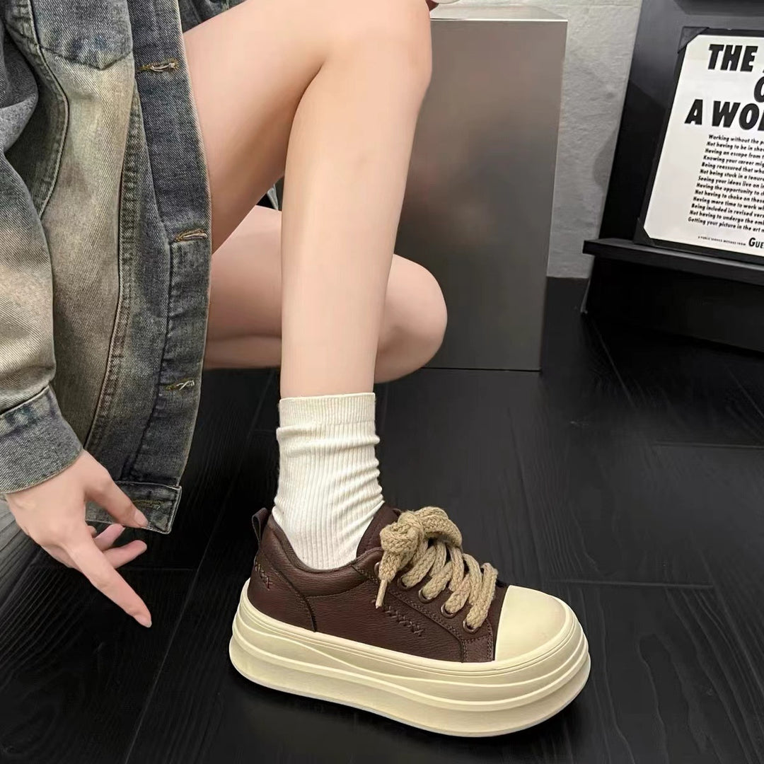 Damen modische Sneaker mit kontrastierender Sohle und elastischem Schnürsystem EB
