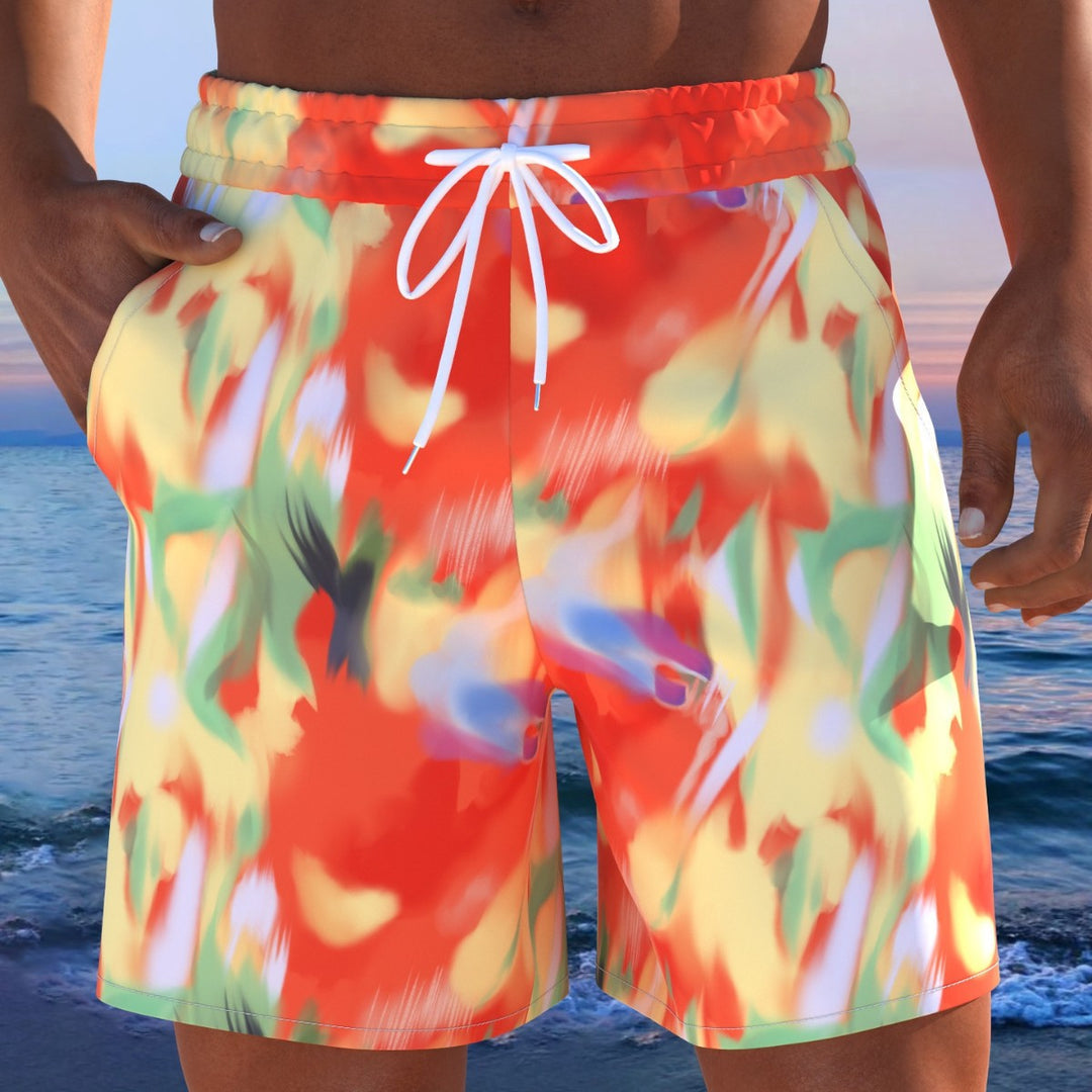 Herren Badeshorts mit animalischem Muster und elastischem Bund EB