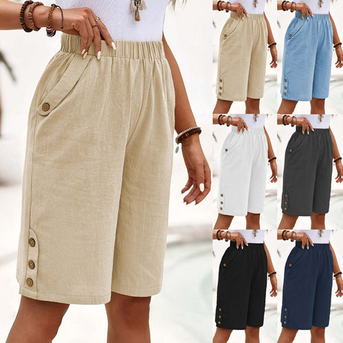 Damen Luftige Shorts mit praktischen Knopfdetails EB