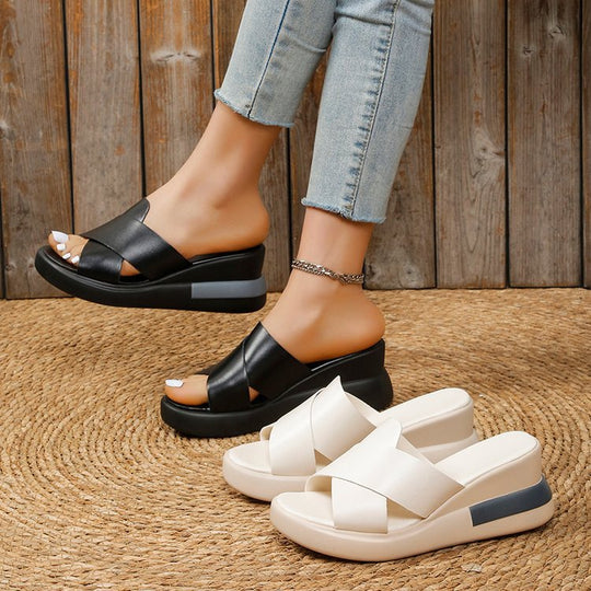 Damen Plateau-Sandalen mit modischem Schnitt EB