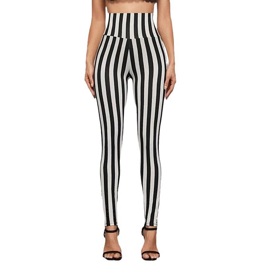 Damen Hochtaillierte Leggings mit grafischem Streifenmuster und figurformendem Schnitt EB