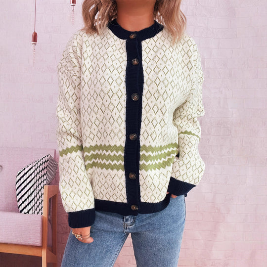 Damen Strickjacke mit vielseitigem Muster und eleganten Knopfdetails EB