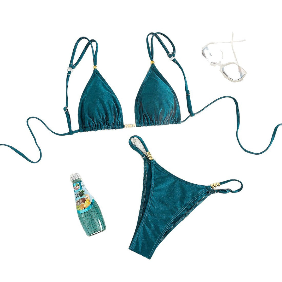 Damen Triangel-Bikini-Set mit raffinierten Schmuckakzenten EB