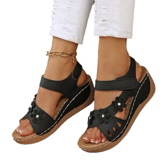 Damen Wedge-Sandalen mit floralem Design EB