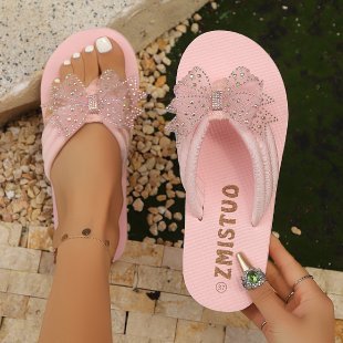 Damen Badesandalen mit elegantem Schleifen-Design und rutschfester Sohle EB