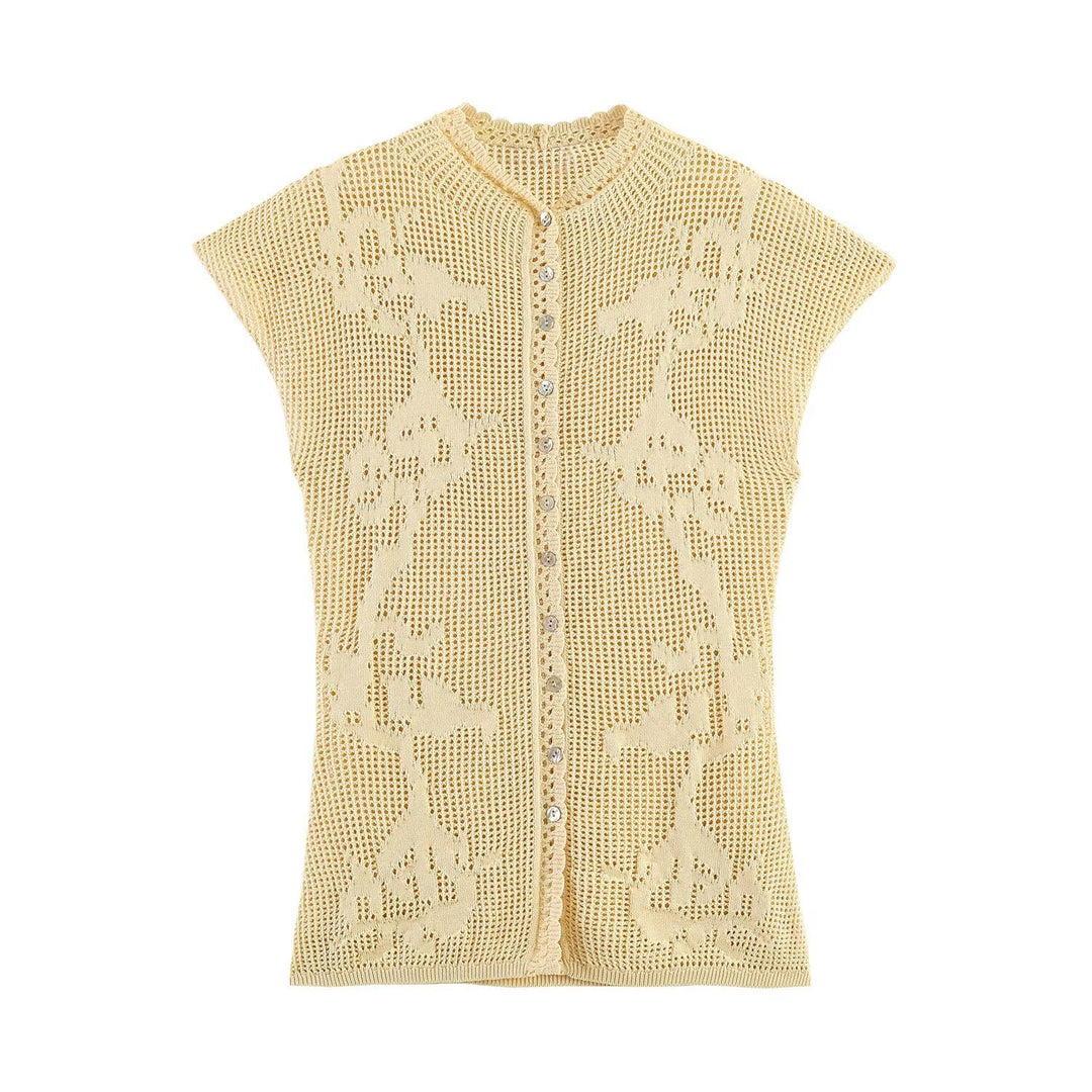 Damen elegante Strickbluse mit filigranem Muster EB