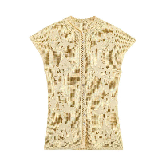 Damen elegante Strickbluse mit filigranem Muster EB