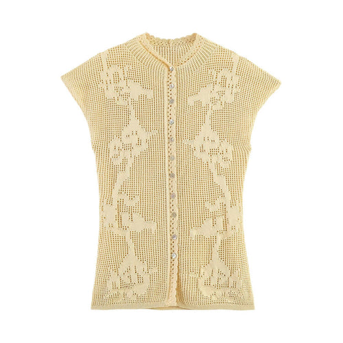 Damen elegante Strickbluse mit filigranem Muster EB