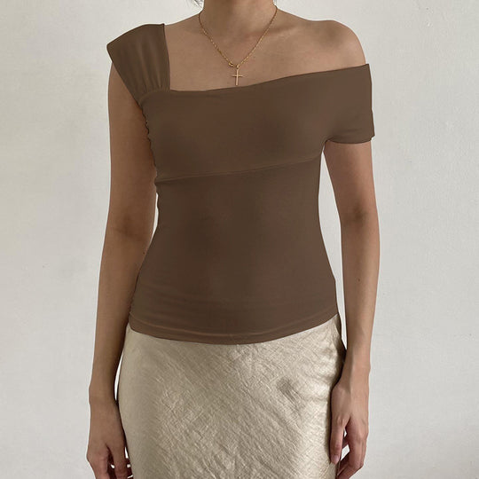 Damen modernes asymmetrisches Oberteil mit trendigem One-Shoulder-Design EB