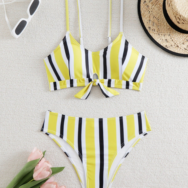 Damen Bikiniset mit eleganten Streifen und chicem Knoten EB