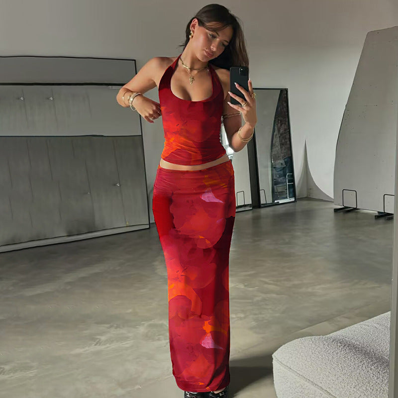 Damen Elegantes Maxikleid mit verführerischem Halterneck EB