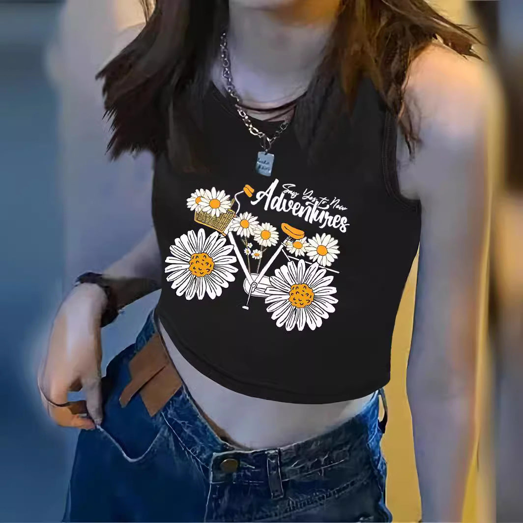 Damen Crop-Top mit auffälligem Schriftzug und körpernahem Schnitt EB