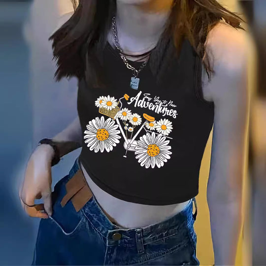 Damen Crop-Top mit auffälligem Schriftzug und körpernahem Schnitt EB