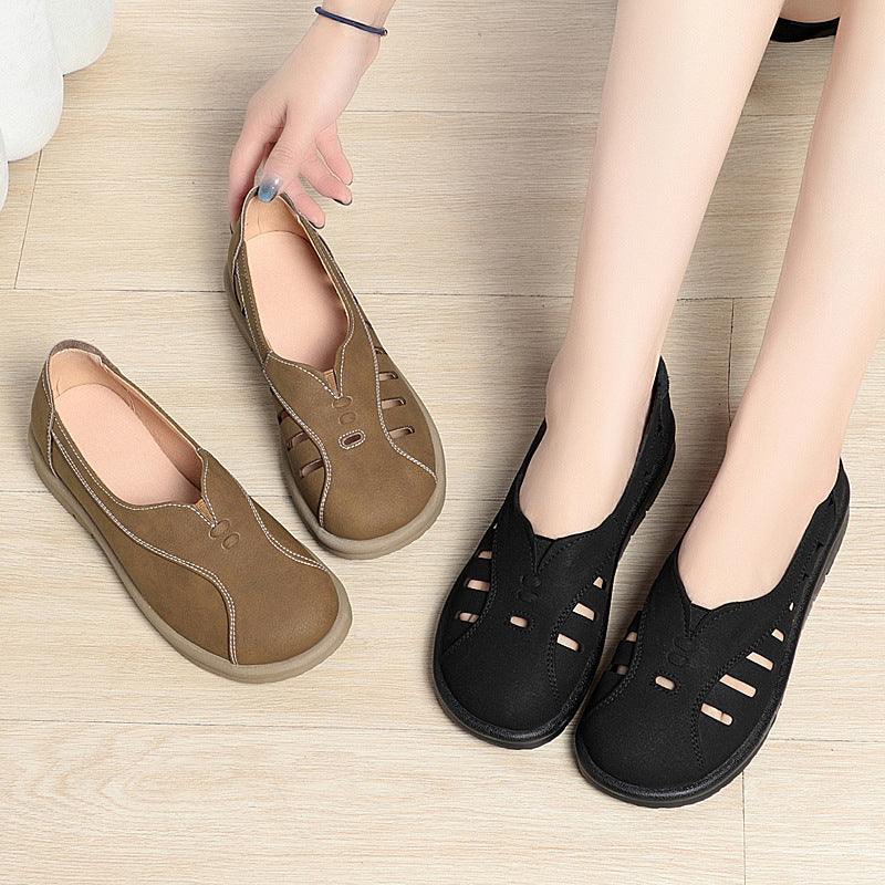 Damen Atmungsaktive Slip-On Ballerinas mit angenehm flexiblem Fußbett EB