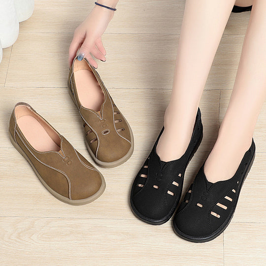 Damen Atmungsaktive Slip-On Ballerinas mit angenehm flexiblem Fußbett EB