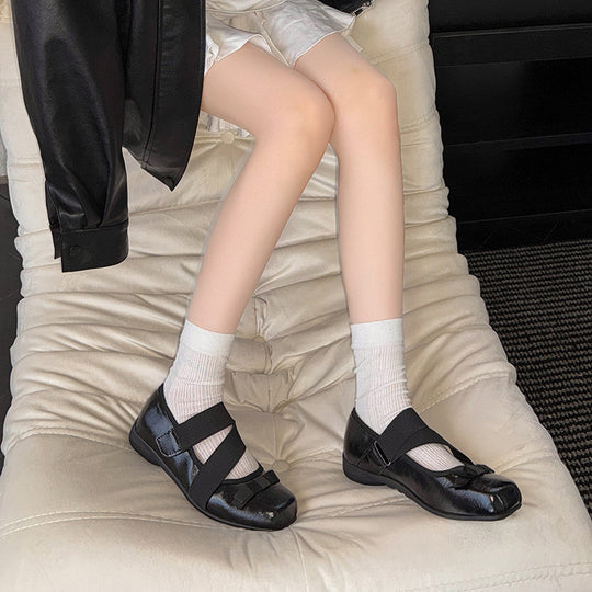 Damen Ballerinas mit elastischen Riemen und dekorativer Schleifen-Applikation EB