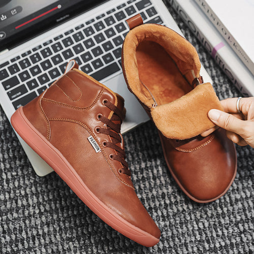 Herren nan knöchelhoher Freizeit-Sneaker mit warmem Plüschfutter, gepolsterter Innensohle und rutschfester Gummilaufsohle EB