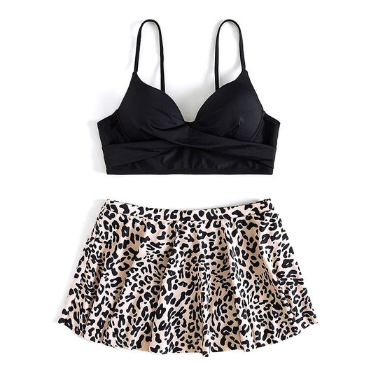 Damen sportlicher Skort mit trendigem Leo-Muster EB