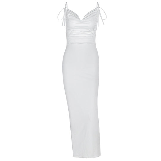 Damen Elegantes Maxikleid mit gerafftem Oberteil und verstellbaren Trägern EB