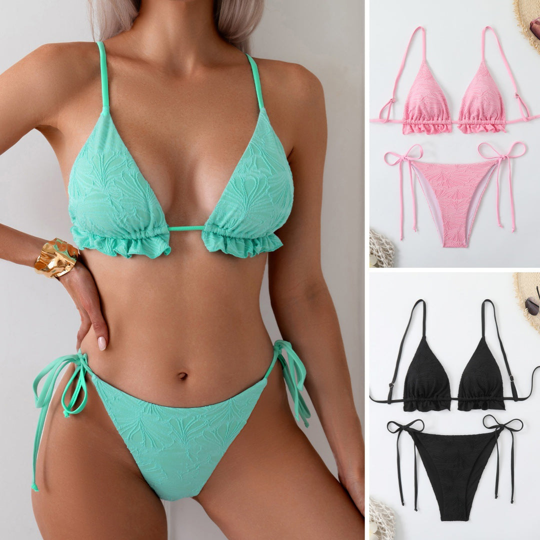 Damen Triangel-Bikini mit Rüschendetails EB