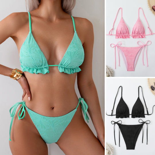 Damen Triangel-Bikini mit Rüschendetails EB