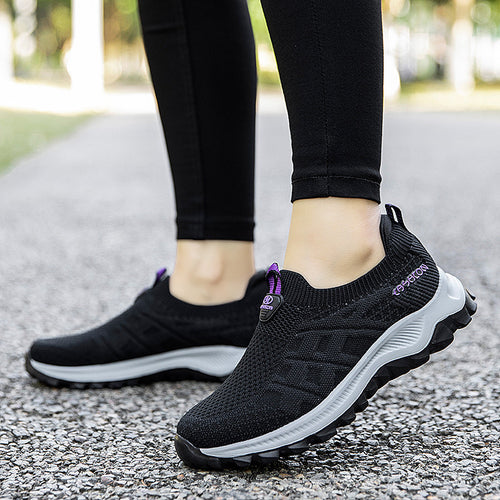 Damen Komfortable Slip-On Laufschuhe mit atmungsaktivem Obermaterial EB