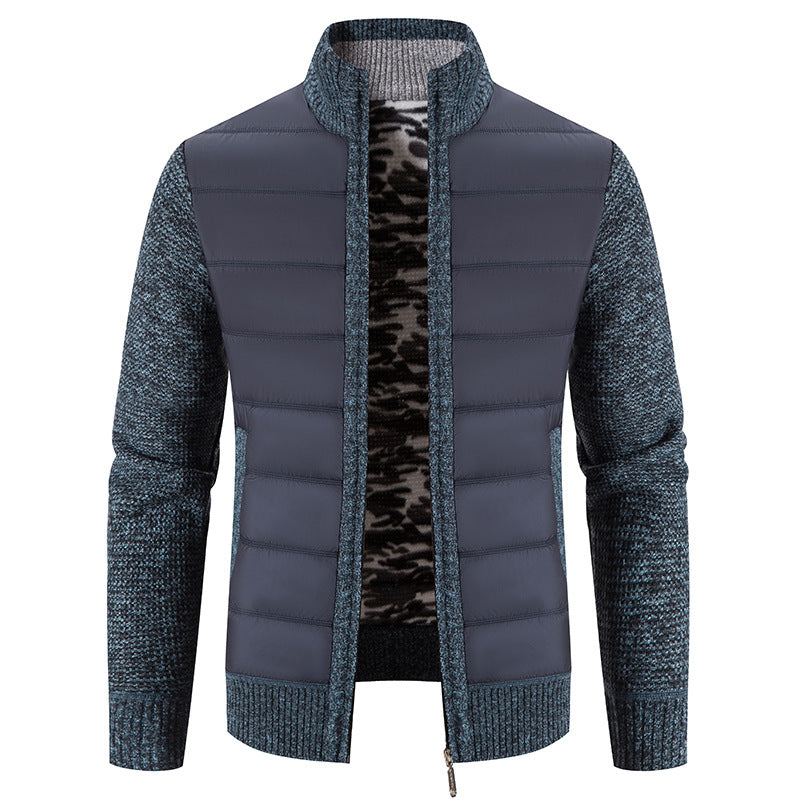 Herren nan Hybrid-Strick-Steppjacke mit wattierter Front, ergonomischen Strickärmeln und hohem Stehkragen EB