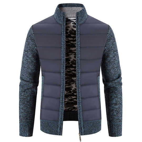 Herren nan Hybrid-Strick-Steppjacke mit wattierter Front, ergonomischen Strickärmeln und hohem Stehkragen EB