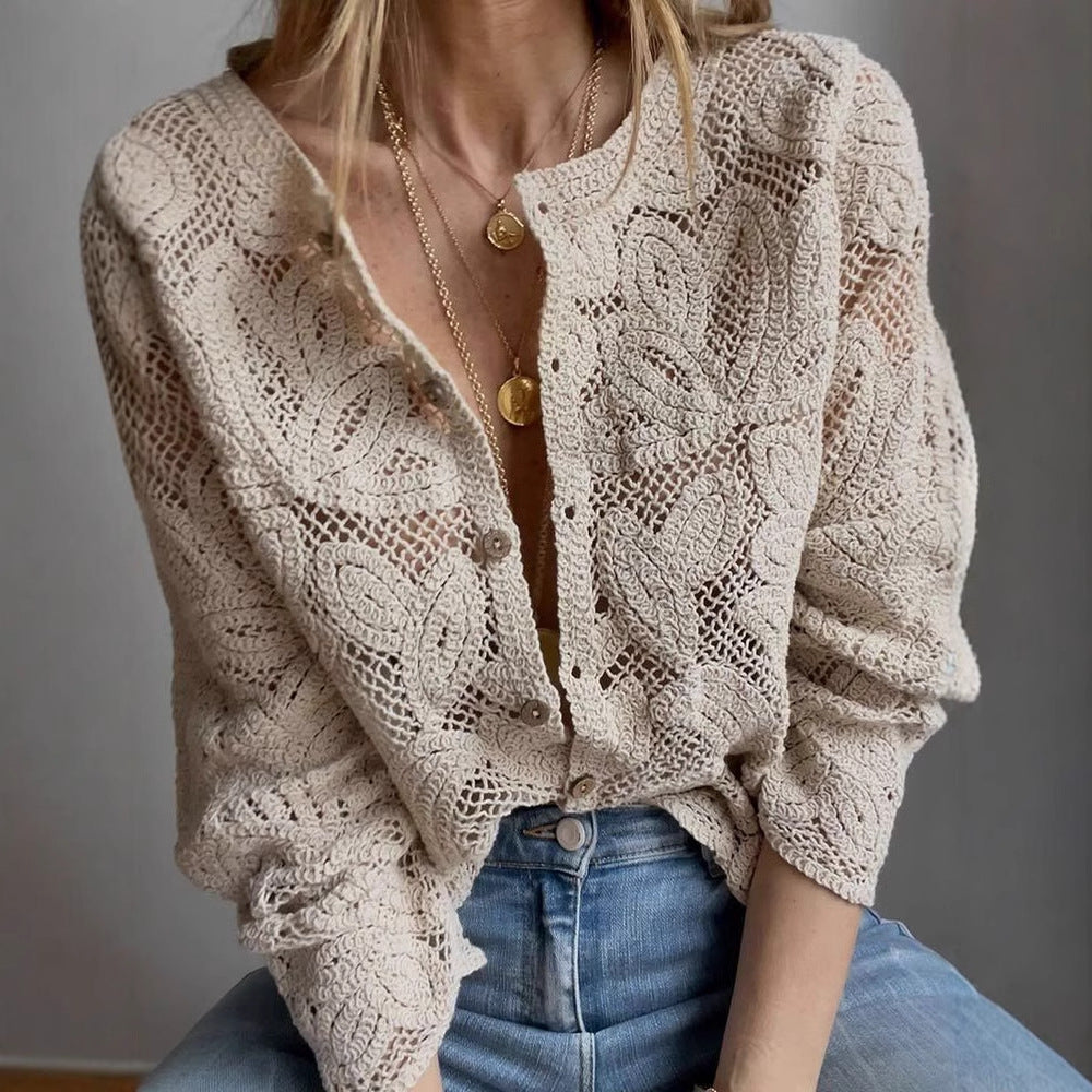 Damen Strickbluse mit filigranem Muster EB