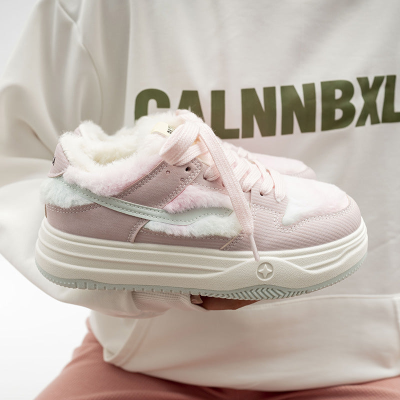 Damen Plattform Sneakers mit flauschiger Innensohle EB