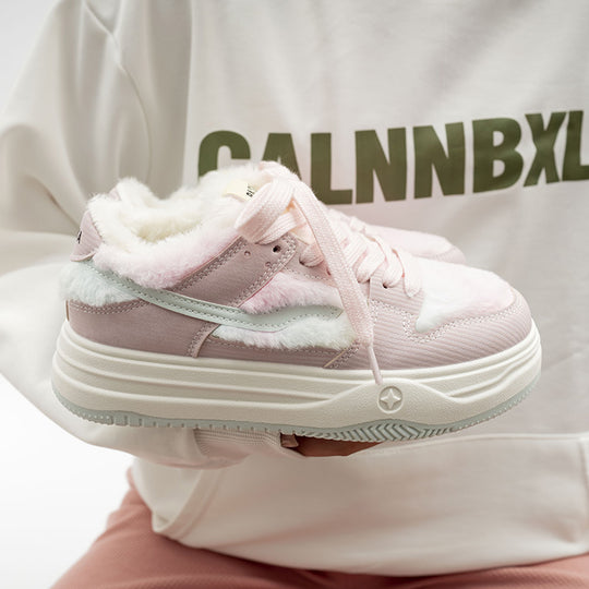 Damen Plattform Sneakers mit flauschiger Innensohle EB