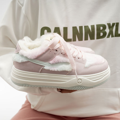 Damen Plattform Sneakers mit flauschiger Innensohle EB