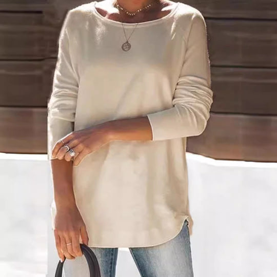 Damen gemütlicher Longsleeve mit weitem Ausschnitt EB