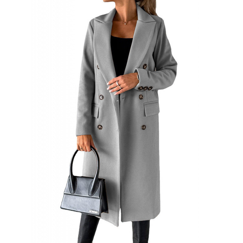 Damen Eleganter Doppelreihiger Mantel mit hochmodernem Schnitt EB