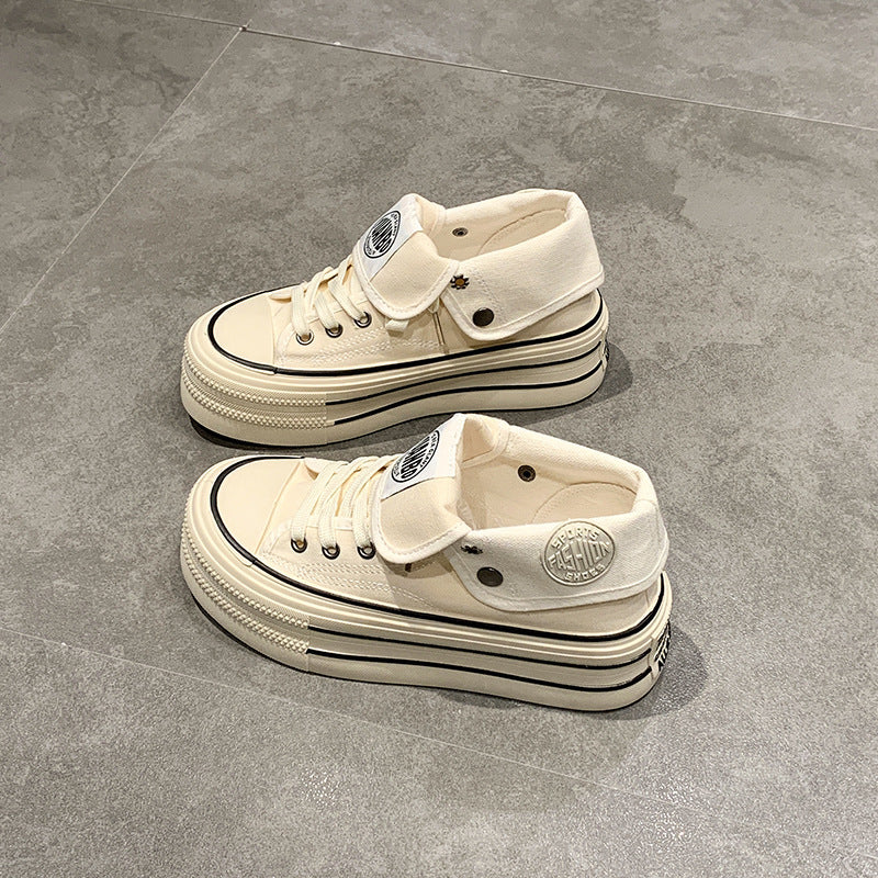 Damen High-Top Sneakers mit modischem Plateau und verstellbarem Knöchelriemen EB