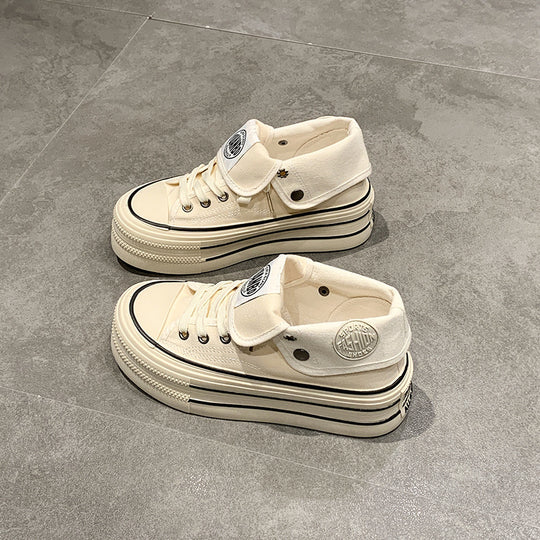 Damen High-Top Sneakers mit modischem Plateau und verstellbarem Knöchelriemen EB