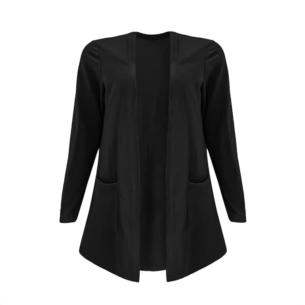Damen Langarm Cardigan mit praktischen Taschen und offenem Schnitt EB