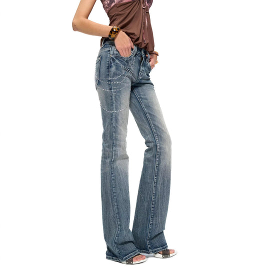 Damen Flared Jeans mit funkelnden Applikationen EB