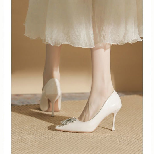 Damen elegante High Heel Pumps mit glitzernder Schmuckapplikation EB