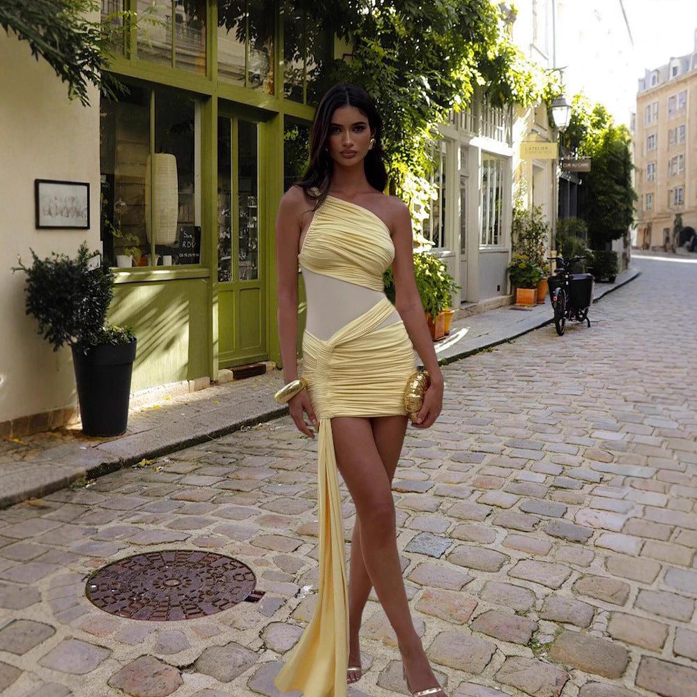 Damen Figurbetontes Wickelkleid mit asymmetrischem Saum und raffinierten Drapierungen EB
