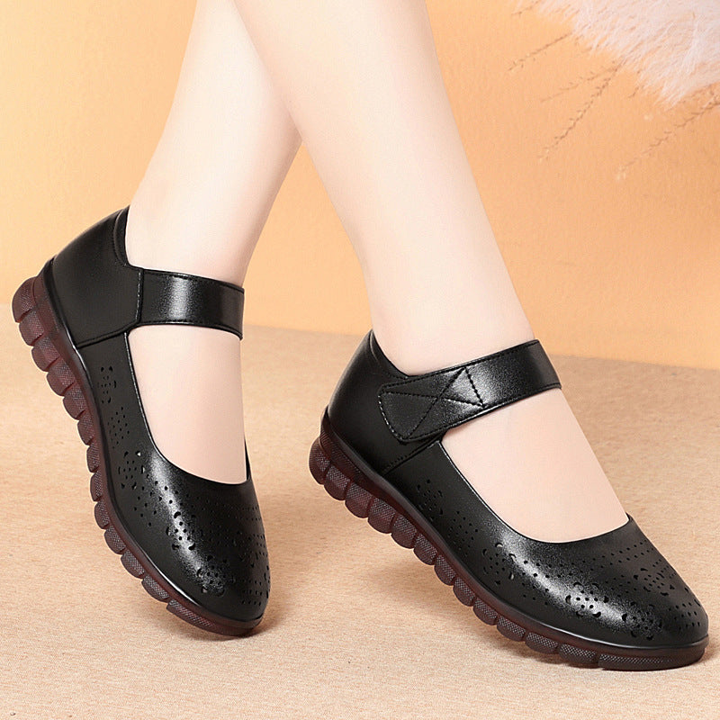 Damen Komfortable Ballerinas mit verziertem Riemen und atmungsaktivem Obermaterial EB