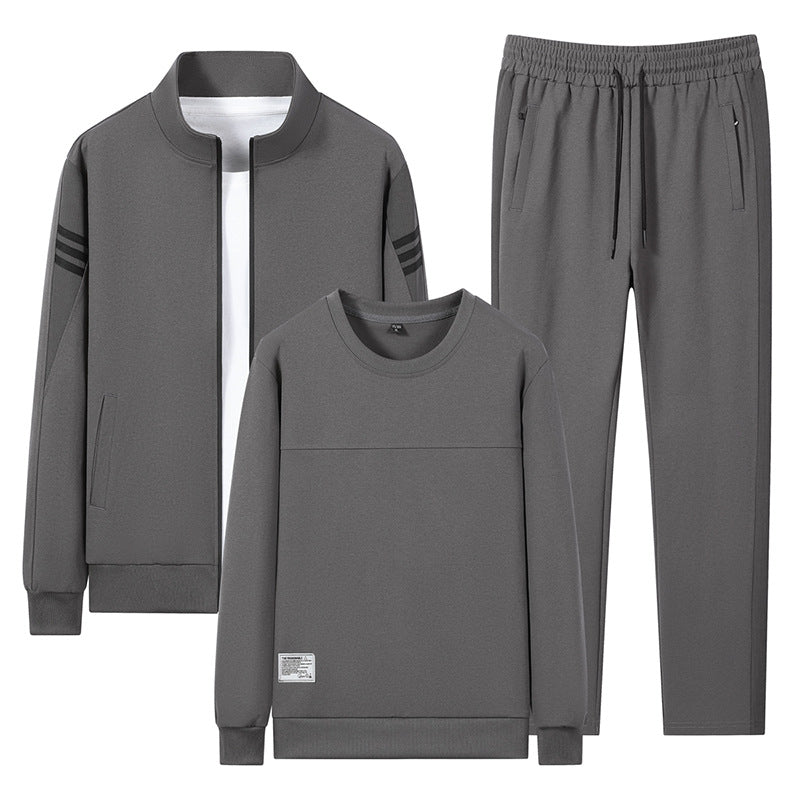Herren lässiges Trainingsset mit Reißverschluss-Bomber, Rundhals-Sweatshirt und elastischer Jogginghose EB