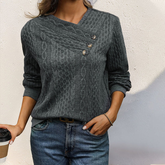 Damen Strickpullover mit dekorativen Knöpfen EB