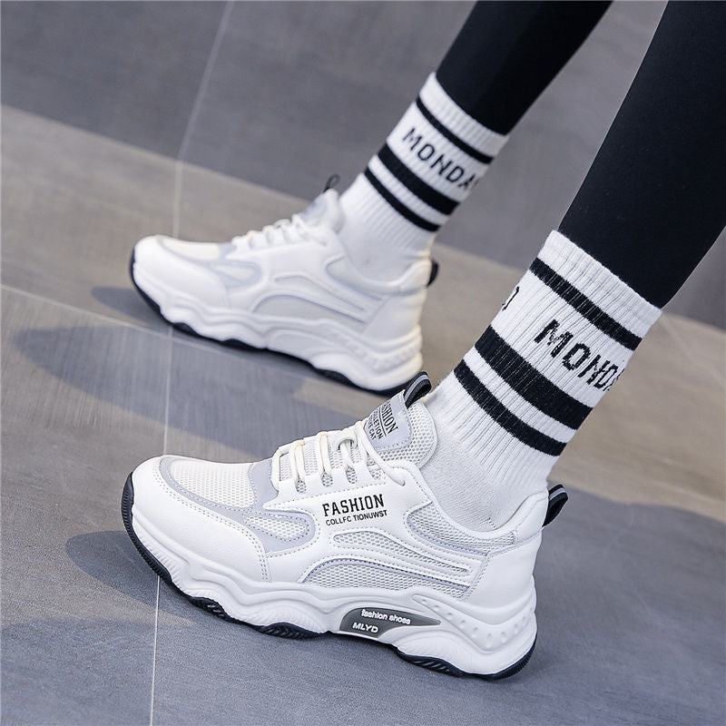 Damen Modische Sneaker mit dicker Sohle und atmungsaktivem Obermaterial EB
