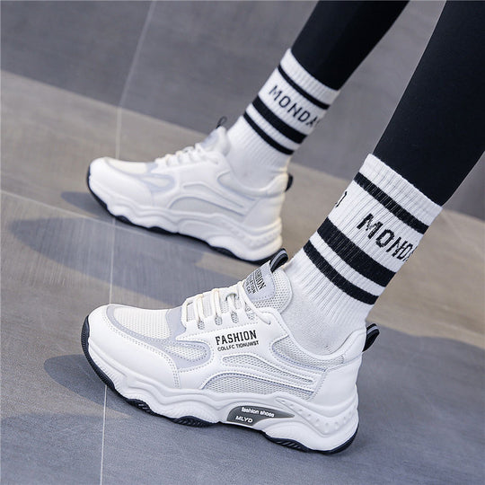 Damen Modische Sneaker mit dicker Sohle und atmungsaktivem Obermaterial EB